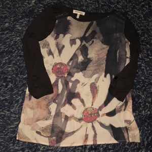 3/4 Sleeve Chiffon and Cotton Blouse